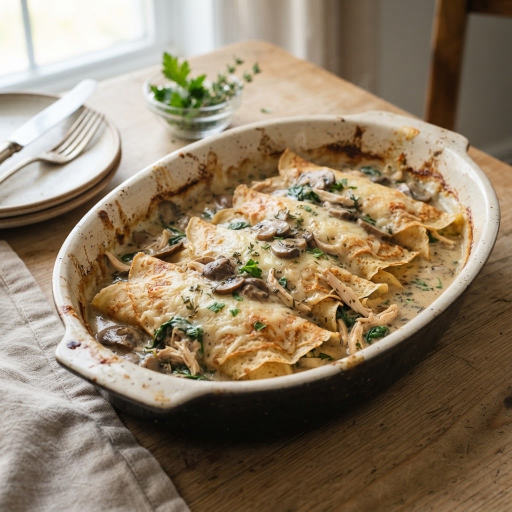 Rotisserie Chicken and Spinach Crepes