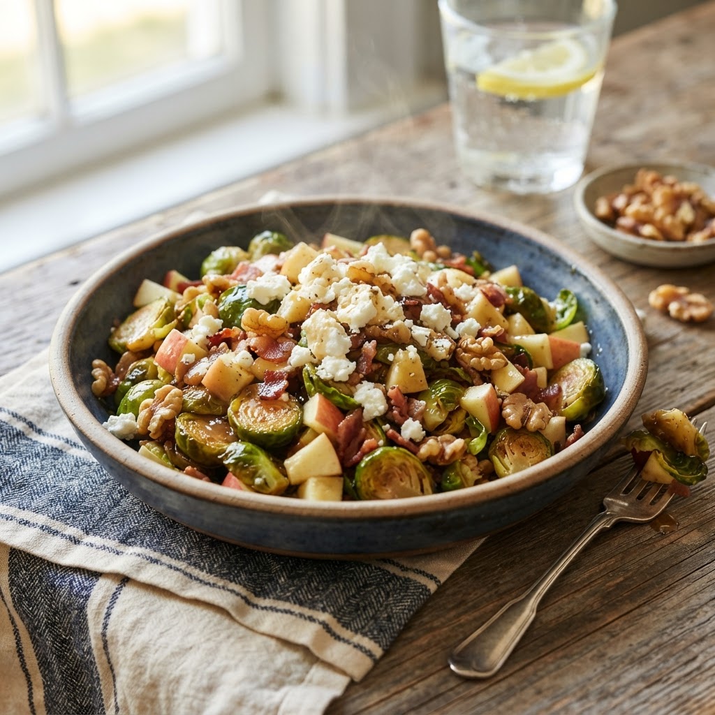 Warm Brussels Sprout Apple Salad