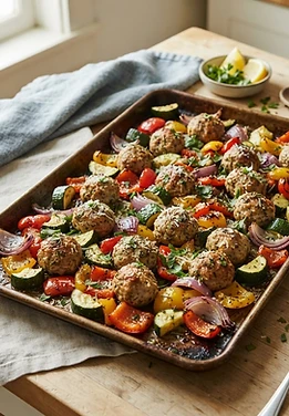 Sheet Pan Turkey Meatballs and Vegetables