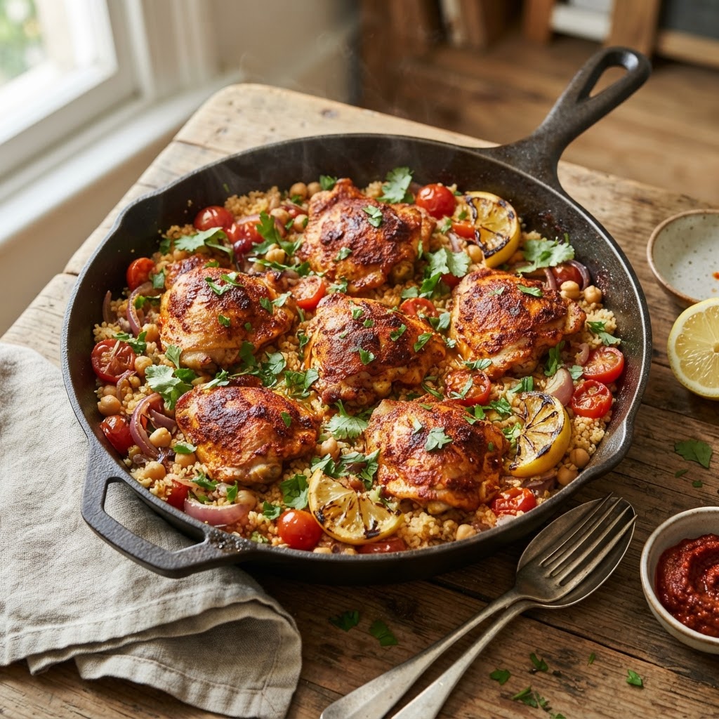 Harissa Chicken and Couscous Skillet