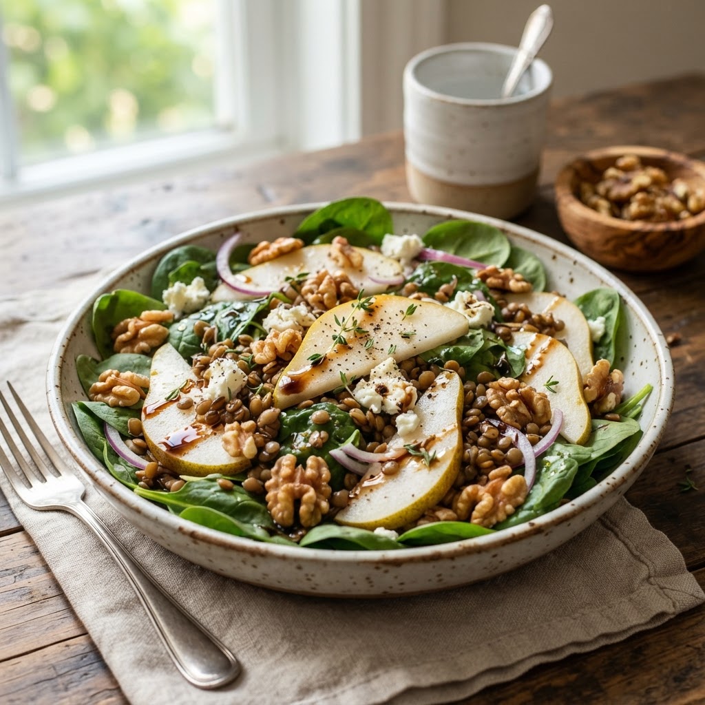 Pear Lentil Walnut Salad
