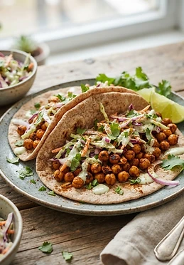 Suya-Spiced Chickpea Flatbreads with Cabbage Slaw