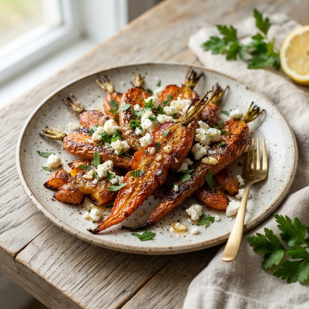 Crispy Smashed Carrots with Feta
