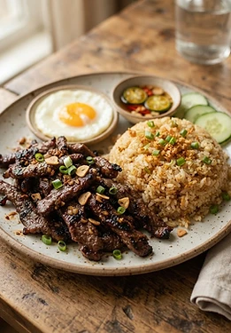 Filipino Beef Tapa with Garlic Rice