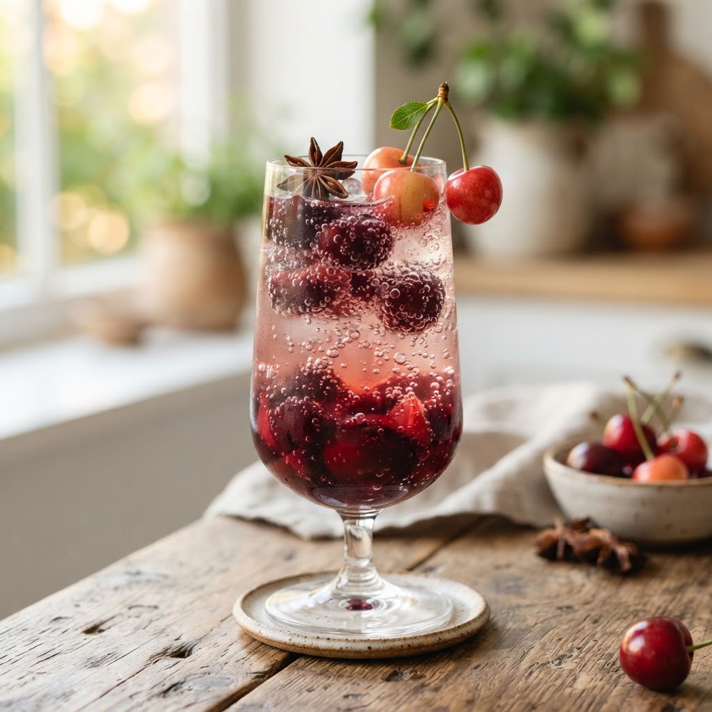 Sparkling Cherry Compote Refresher