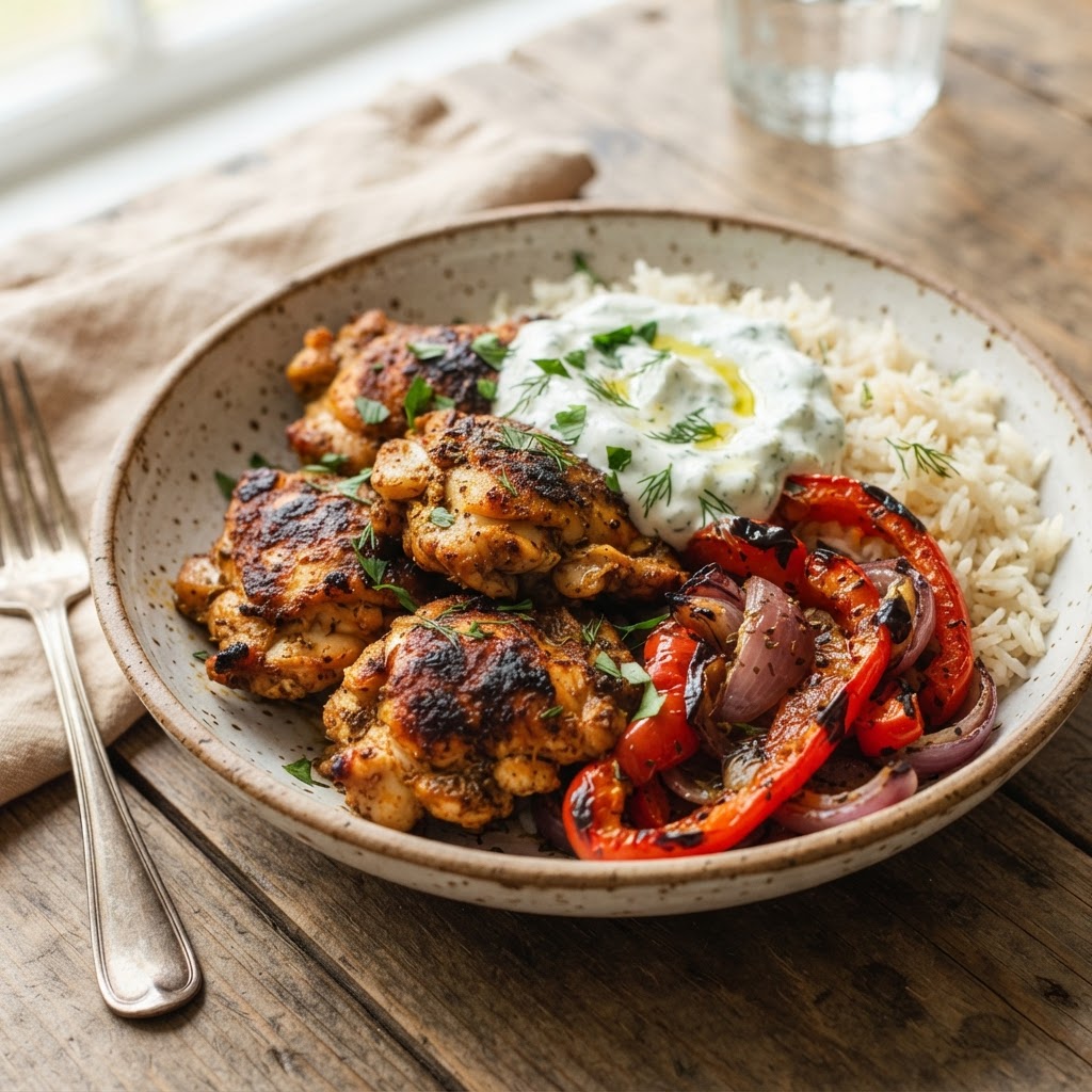 Sheet-Pan Middle Eastern-Inspired Chicken Bowls