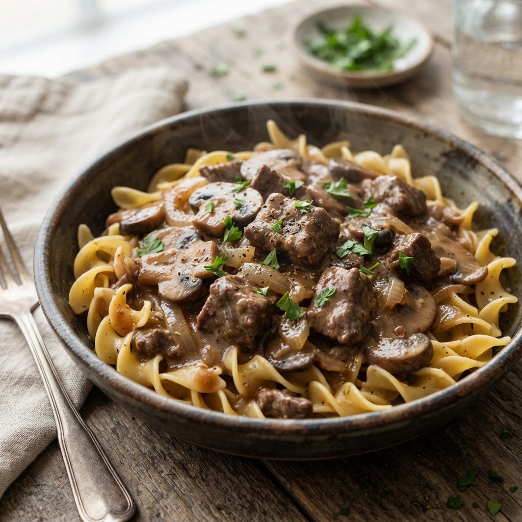 Slow Cooker Beef Stroganoff