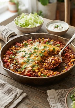 Lentil Taco Skillet with Tortilla Chips