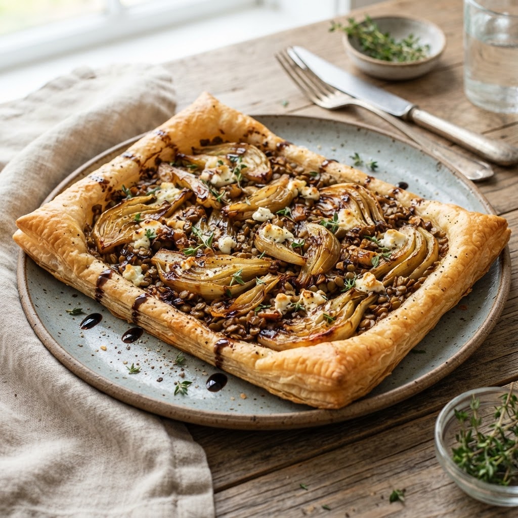 Caramelized Fennel and Lentil Tart