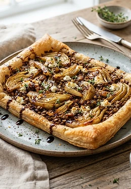 Caramelized Fennel and Lentil Tart