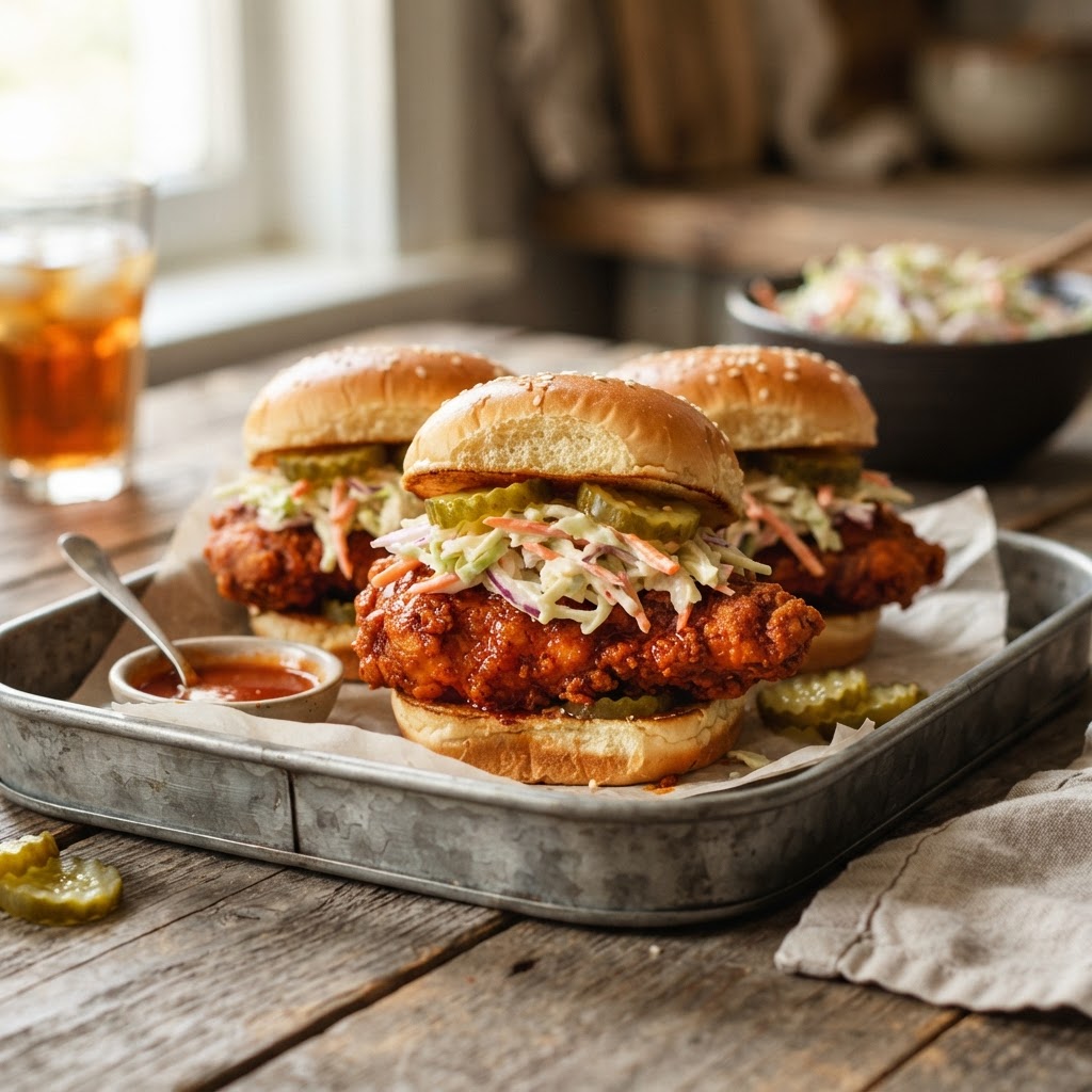 Nashville Hot Chicken Sliders with Cool Slaw