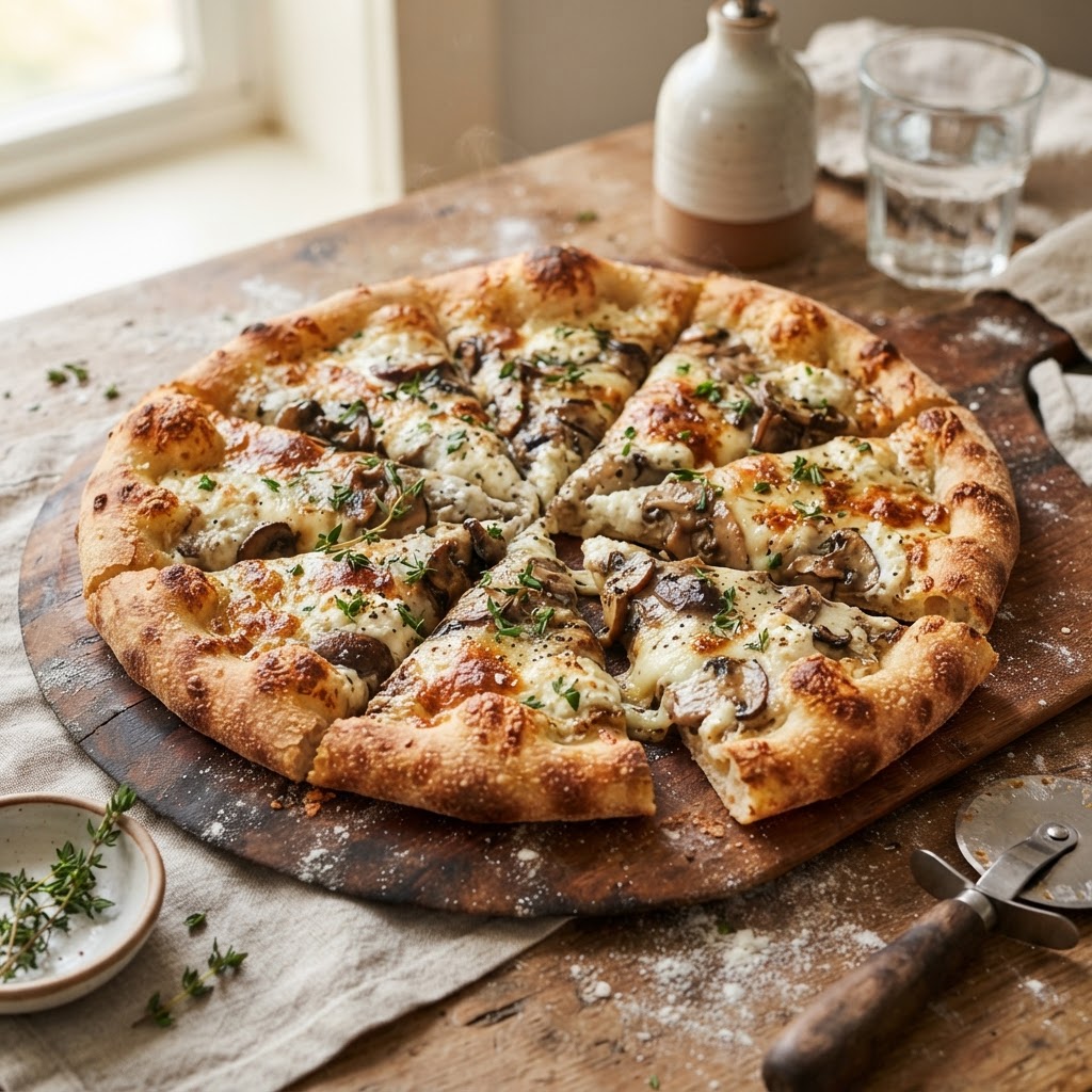 Mushroom Gruyere White Pizza
