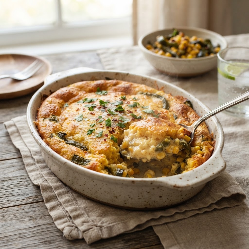 Corn and Poblano Spoonbread