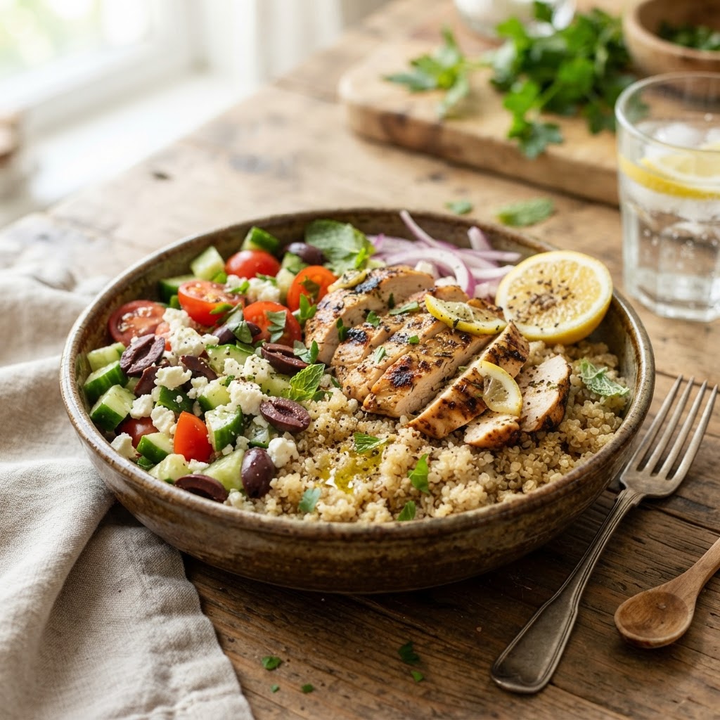 Mediterranean Quinoa Chicken Bowls