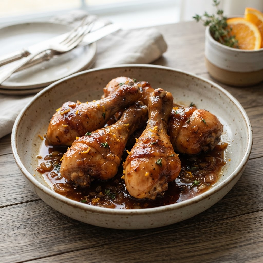 Orange and Beer Braised Chicken Drumsticks