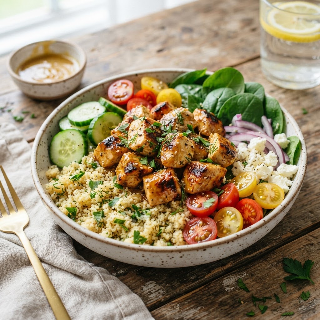 Honey Mustard Chicken Couscous Bowls