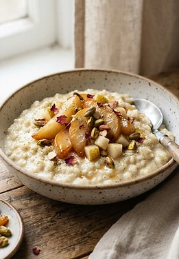 Cardamom Rice Pudding with Pears