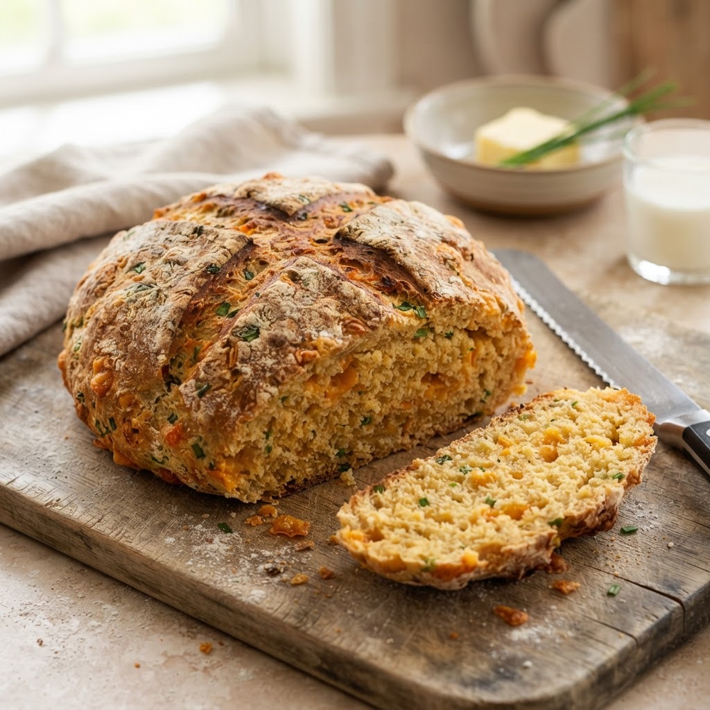 Cheddar Chive Soda Bread