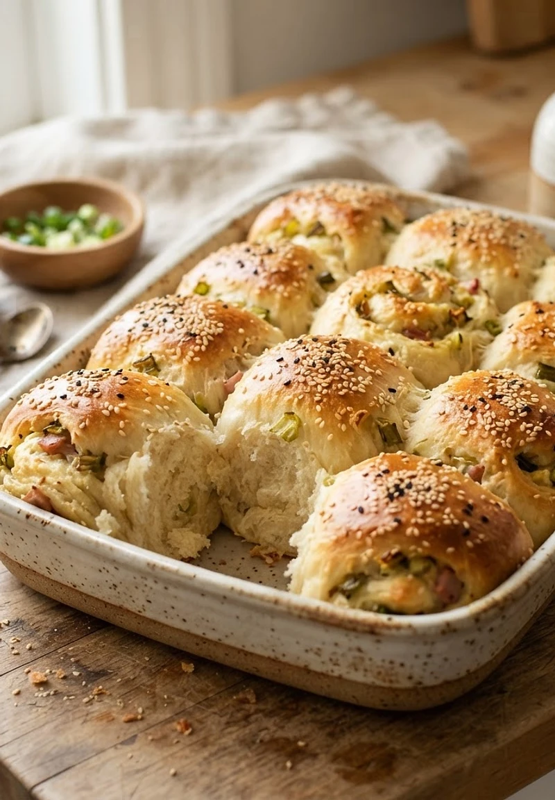 Sesame Scallion Milk Bread Rolls