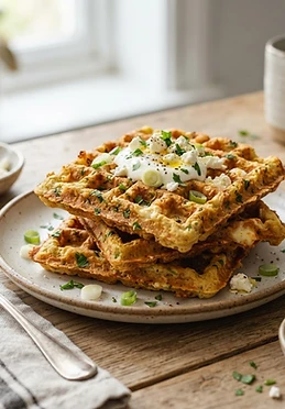 Chickpea Flour Waffles with Herbs and Feta