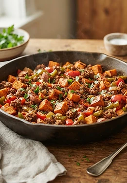 Ground Beef Sweet Potato Skillet