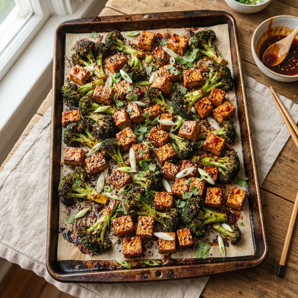 Sheet Pan Gochujang Tofu and Broccoli