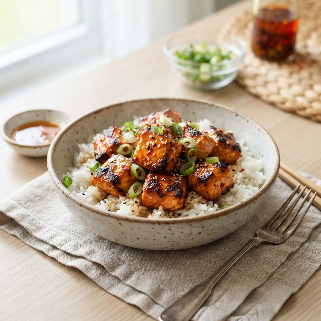Hot Honey Salmon Bites