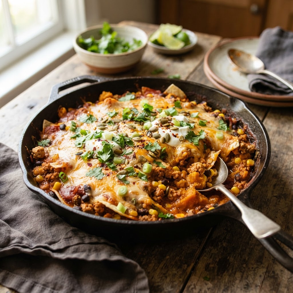Turkey Pumpkin Enchilada Skillet