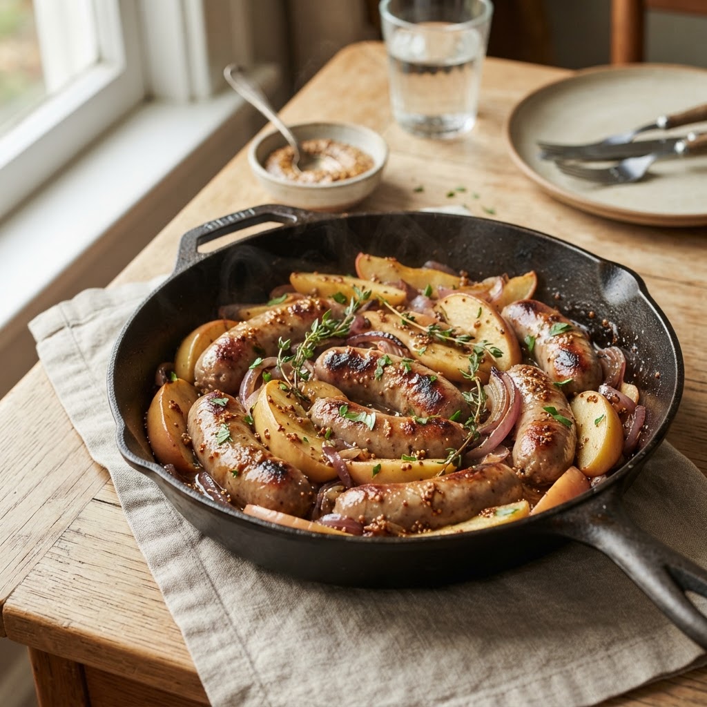 Maple Dijon Sausage and Apples