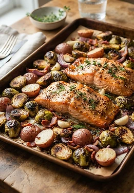 Sheet Pan Maple Dijon Salmon and Brussels Sprouts