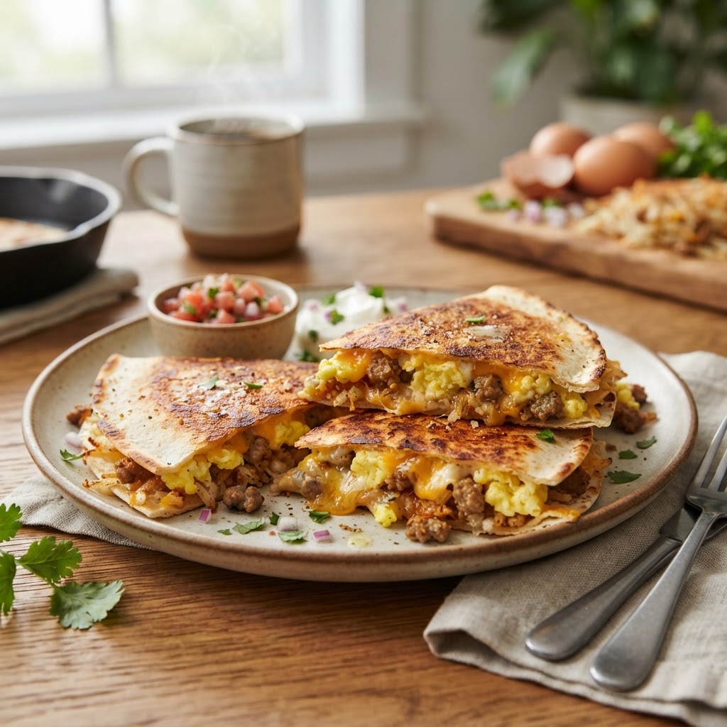 Crispy Hash Brown Breakfast Quesadilla