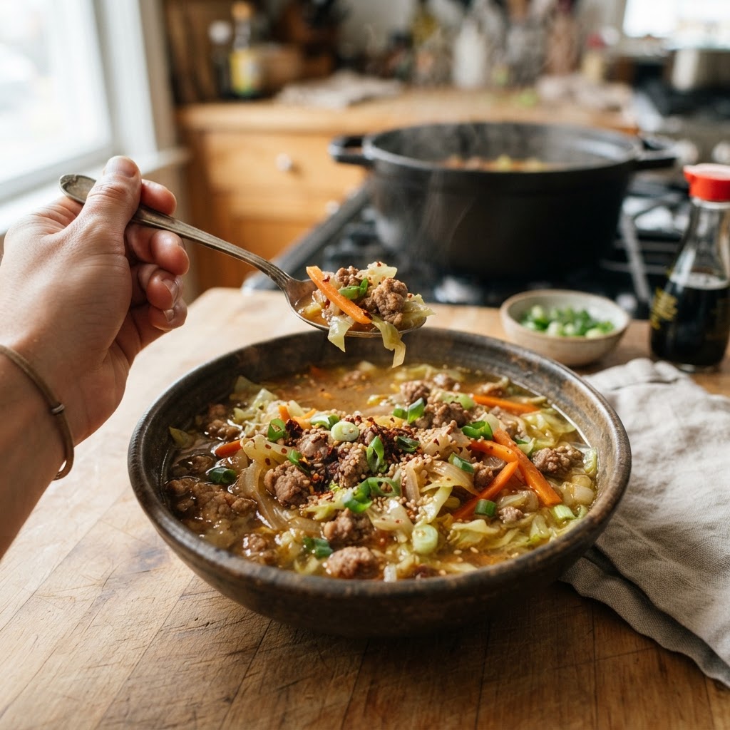 Cabbage Egg Roll Soup