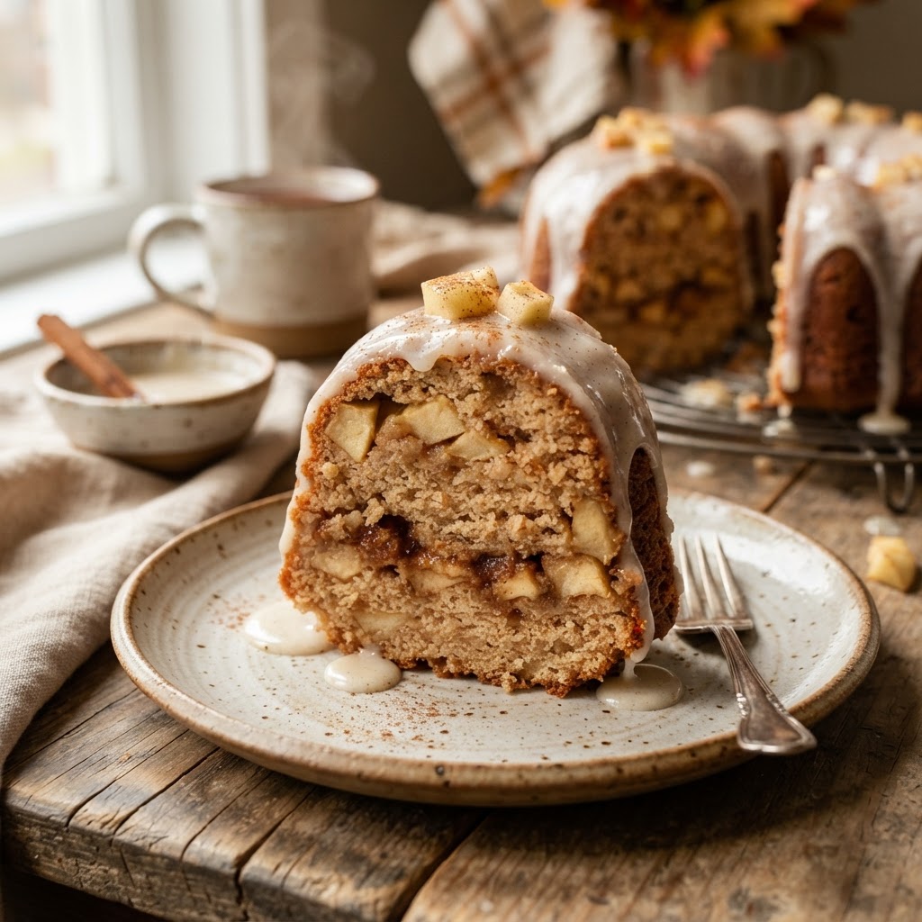Apple Fritter Cake with Vanilla Glaze