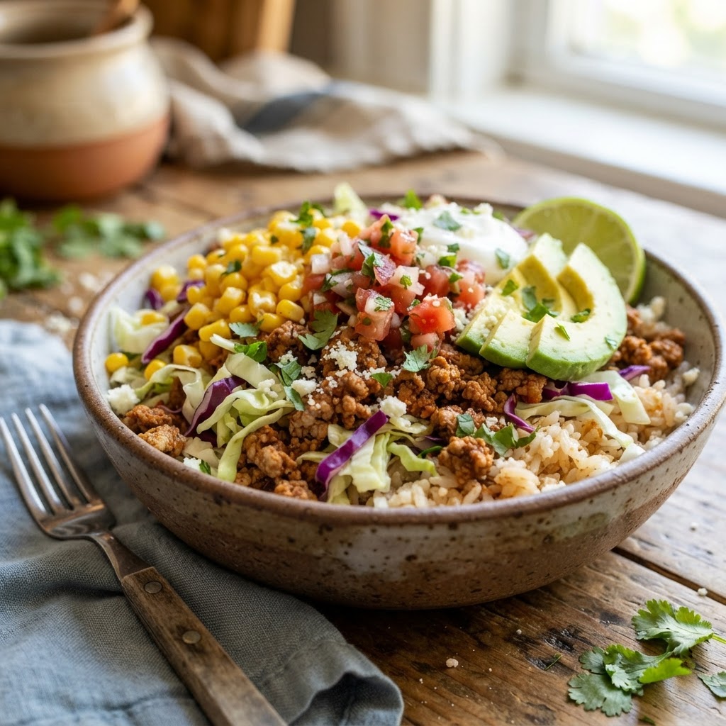 Cabbage Taco Bowls with Ground Turkey