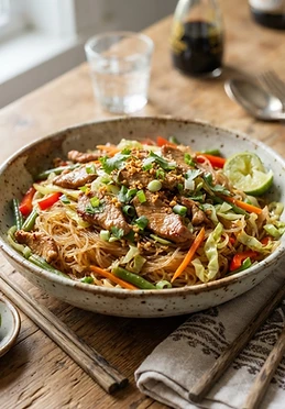 Filipino Pancit Bihon with Pork and Vegetables