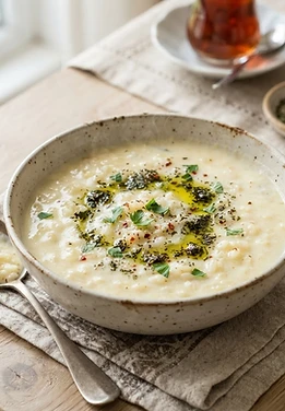 Turkish Yogurt Soup with Rice and Mint