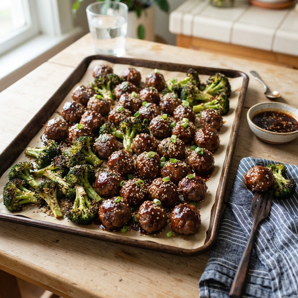 Sheet Pan Korean BBQ Meatball Bites