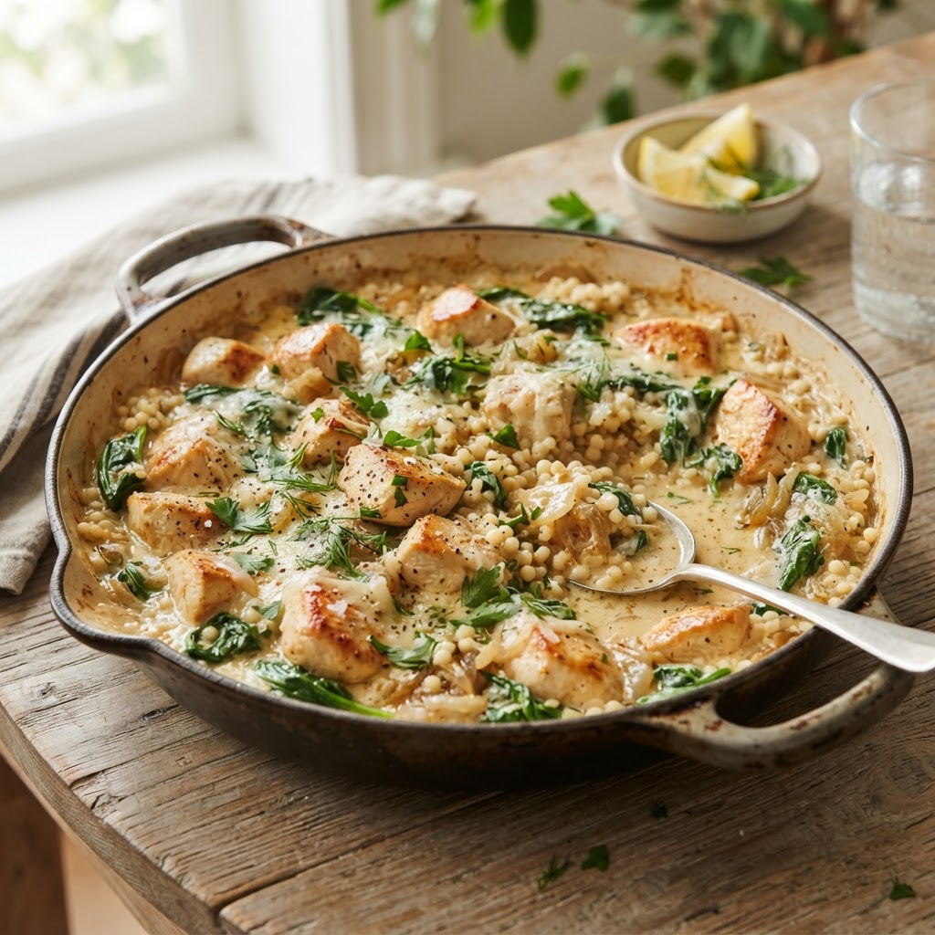 Creamy Chicken Couscous with Spinach