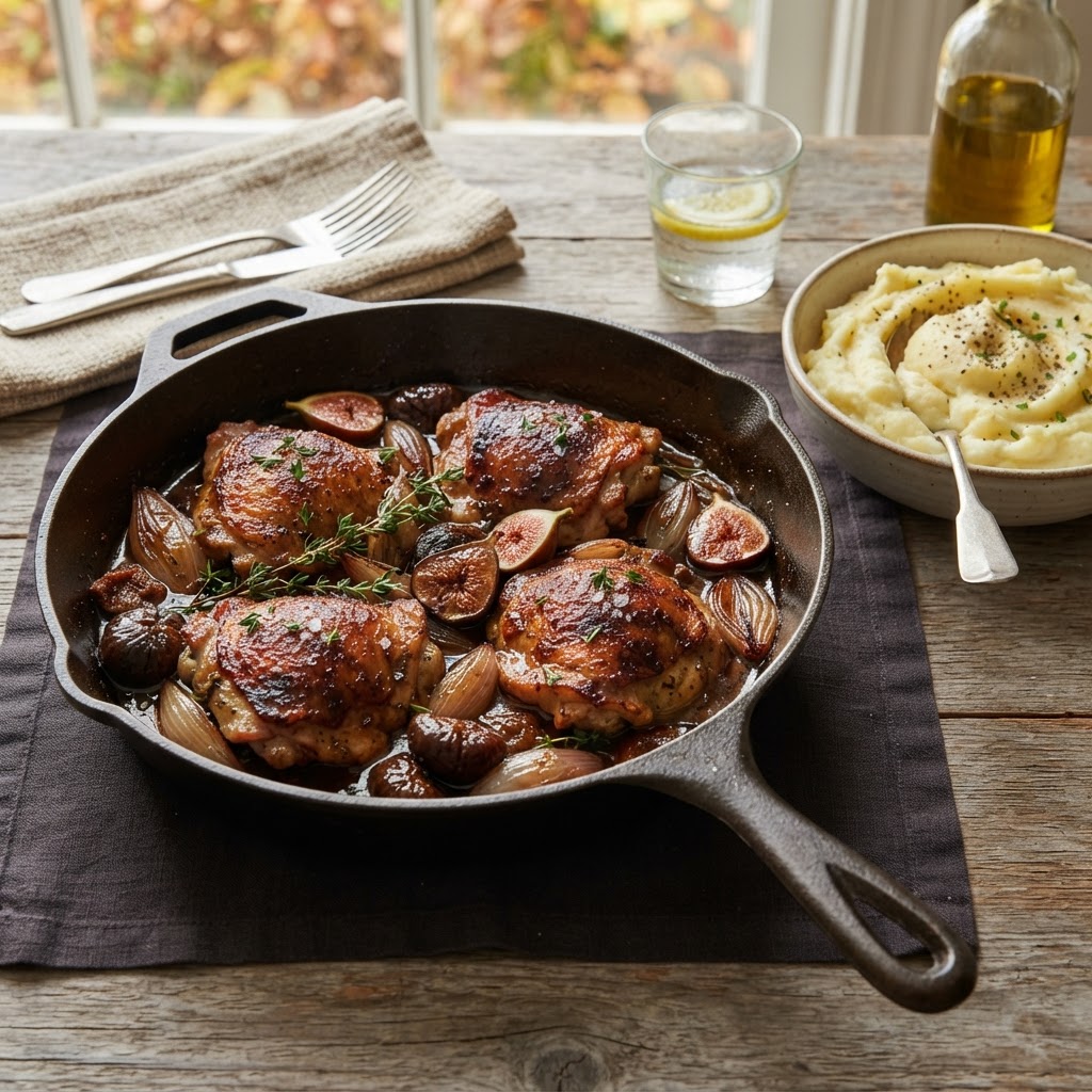 Vinegar-Braised Chicken Thighs with Figs and Shallots