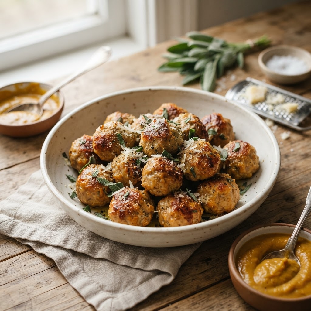 Pumpkin Turkey Meatballs with Sage