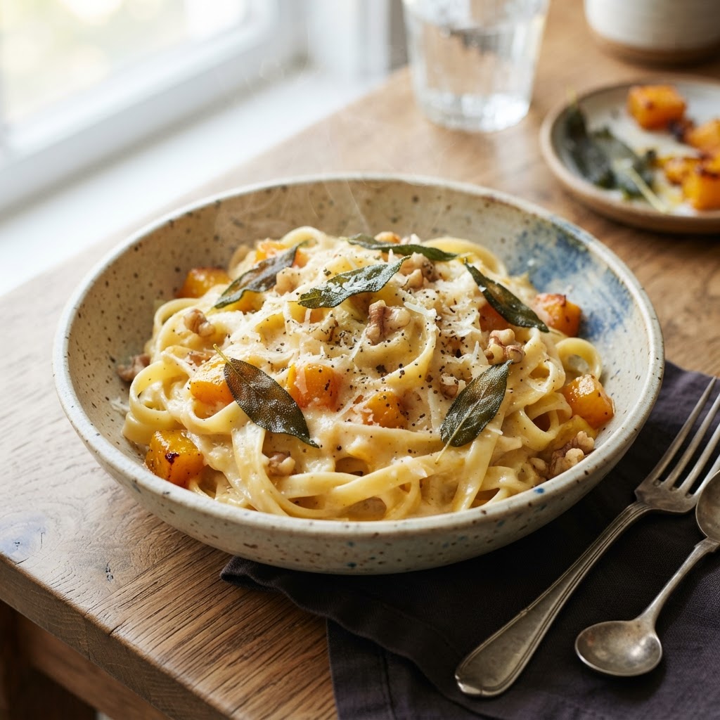 Butternut Squash Alfredo Pasta with Sage