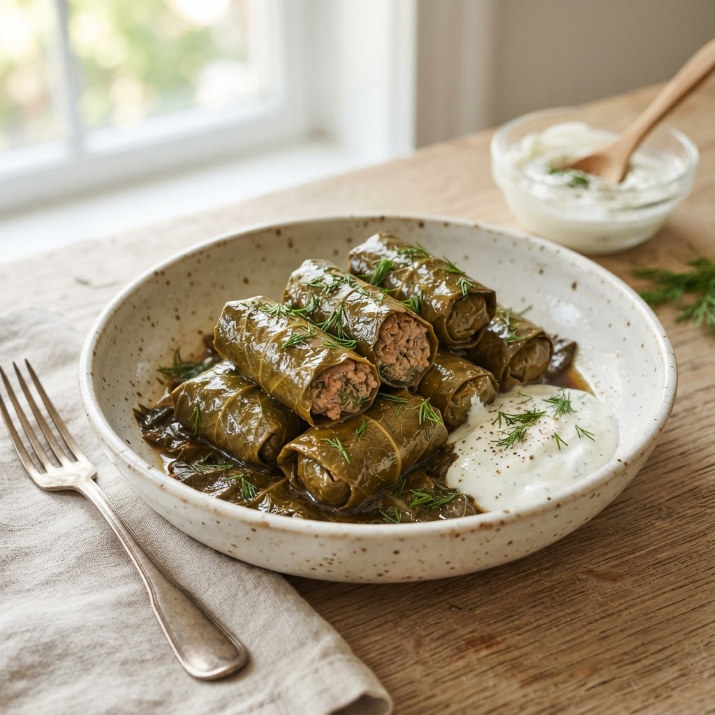 Romanian-Inspired Grape Leaf Stuffed Rolls