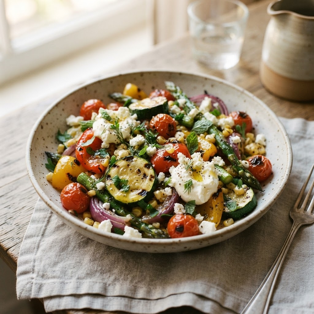 Grilled Vegetable Salad with Honey-Feta Vinaigrette