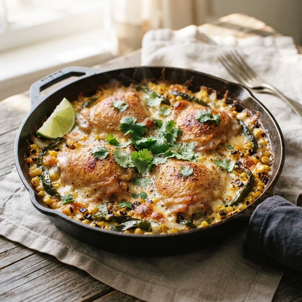 Skillet Chicken and Sweet Corn Bake