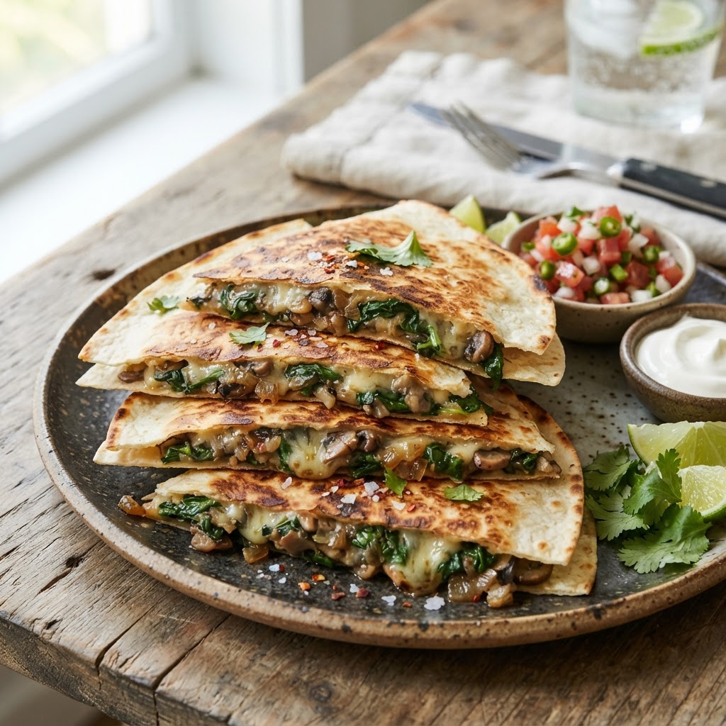 Spinach Mushroom Quesadillas