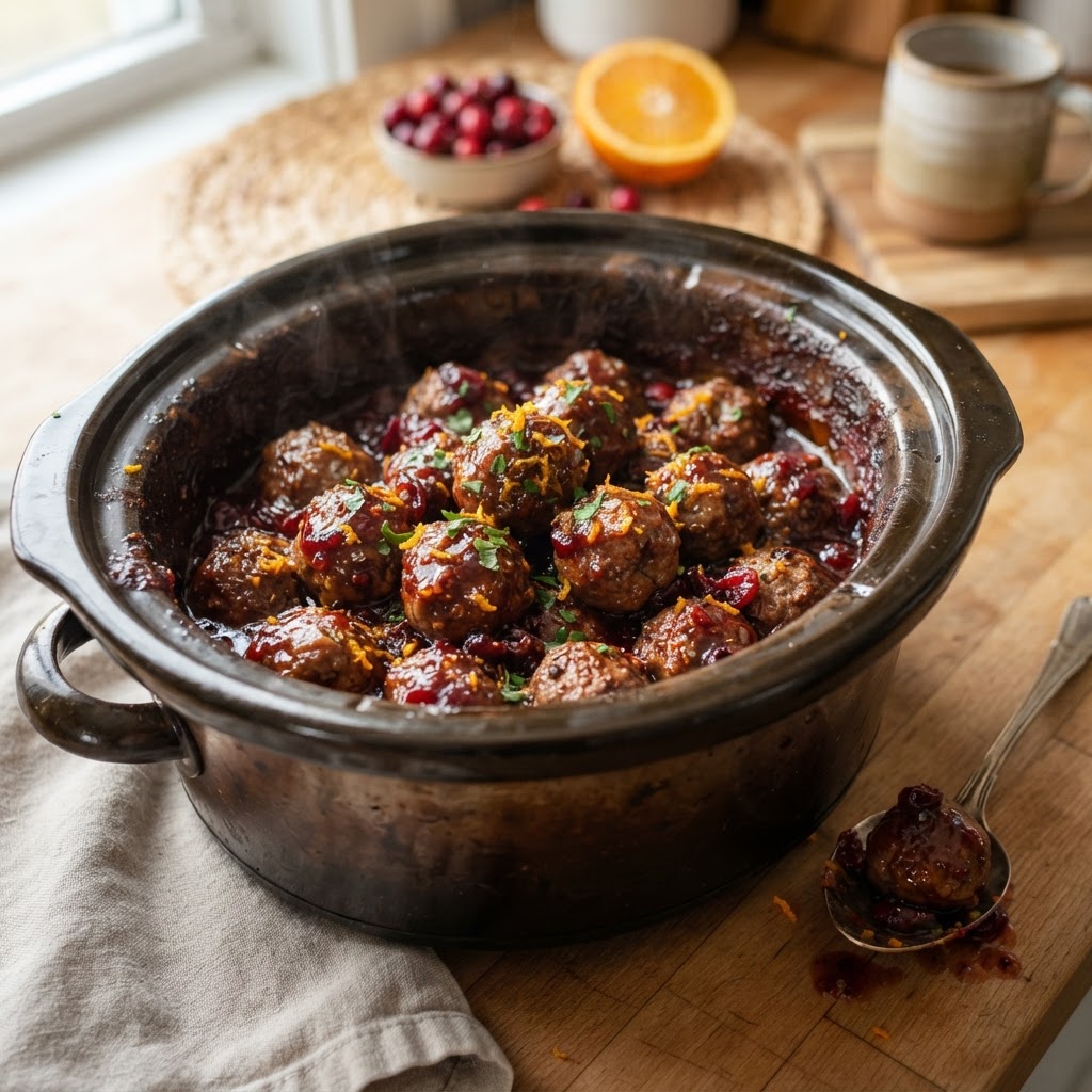 Crockpot Cranberry Meatballs