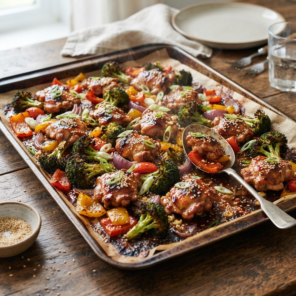 Sheet Pan Honey Soy Chicken and Broccoli