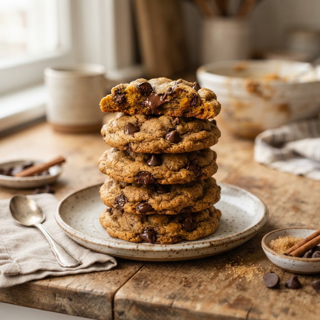 Brown Butter Pumpkin Chocolate Chip Cookies