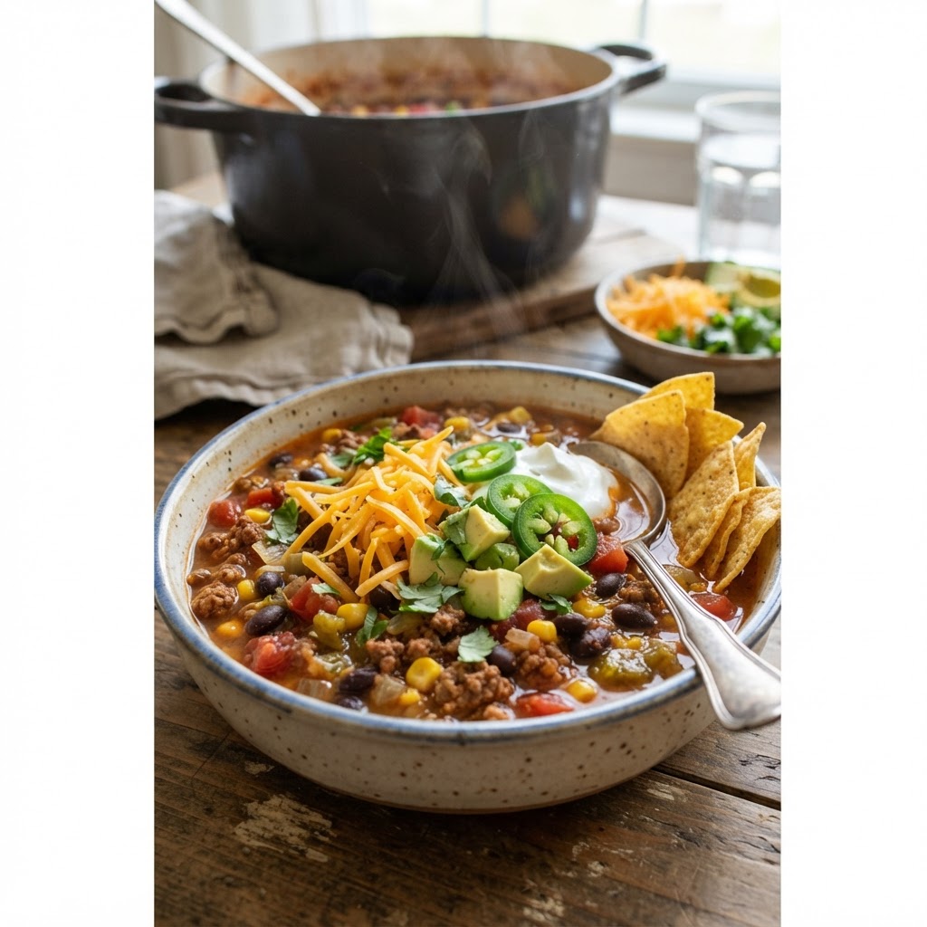 One-Pot Taco Soup with Ground Beef
