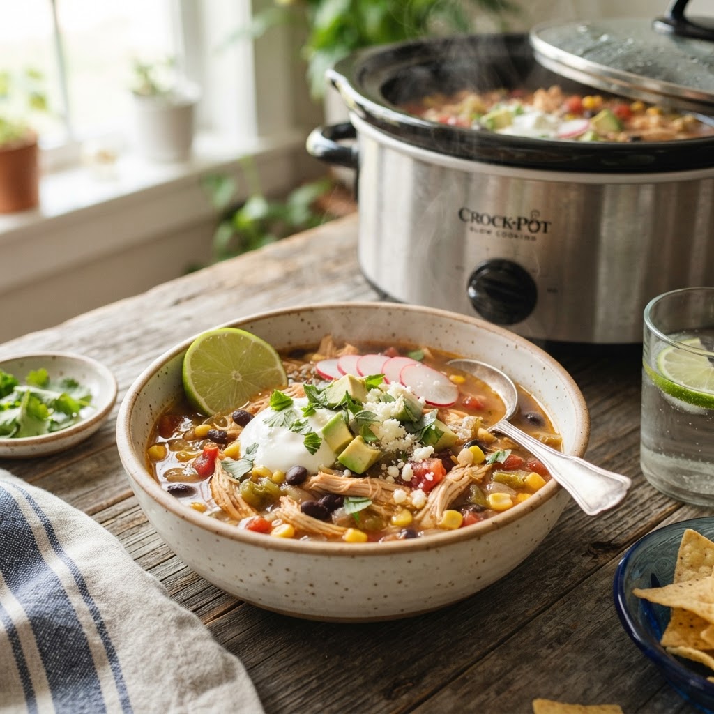 Slow Cooker Chicken Enchilada Soup